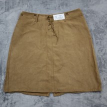 Faded Glory Skirt Womens 12 Camel Lace Up Doll Vibe Suede Casual Bottoms - £17.89 GBP