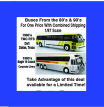 Lot Of 2 Iconic Replica Buses 1/87 Scale-1 RTS Dart-Dallas,TX &amp; 1 Eagle ... - $74.20