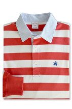 Brooks Brothers Original Fit Red White Striped Rugby Polo Shirt, Medium ... - $104.32