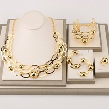 4pcs Jewelry Sets For Women Fashion Necklace Nigerian Wedding African Beads Duba - £57.23 GBP