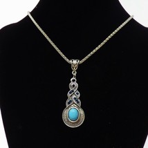 Retro Ethnic Bohemian Tibetan Silver Turquoise Pendant Necklace - New - £9.11 GBP