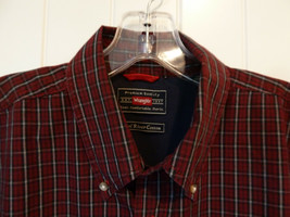 Wrangler Shirt Cotton Men Burgundy plaid XL Dress or casual Quality 28&quot; pit -pit - £12.38 GBP