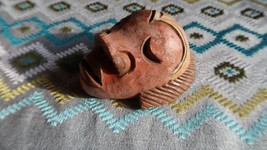 Antique African Clay Pottery Mask Wall Art 4.25&quot; - £76.48 GBP