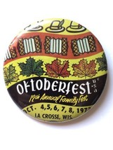 Vintage 1972 Oktoberfest La Crosse Wisconsin WI Beer Fest Pinback Button Pin 2” - £3.89 GBP