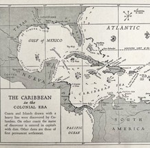 Map 1930 Caribbean Sea In Colonial Era 5.5 x 9&quot; World History Ephemera DWEE2 - £16.11 GBP