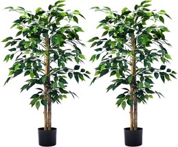 Haihong 2Packs 4Ft.Artificial Ficus Trees With Realistic Leaves And Natural - $87.98