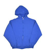 Vintage Jerzees Blank Full Zip Hoodie Men L Blue Hooded Sweatshirt 50/50 Nublend - £19.23 GBP