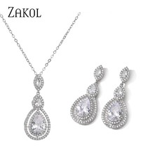 Classic AAA Water Drop CZ Crystal Wedding Jewellery Set Luxurious Glamour Earrin - £16.73 GBP