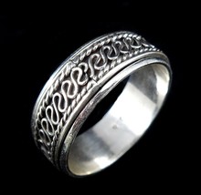 Handmade Solid 925 Sterling Silver Bali / Balinese Tribal SPIN WORRY RING - £24.78 GBP