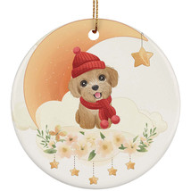 Cute Baby Poodle Dog On The Moon Art Ornament Christmas Gift For Puppy Lover - £11.83 GBP