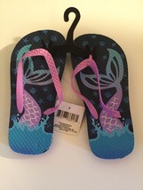 Mermaid flip flops Size 2 3 large sandals tails multi color shoes new - $11.99