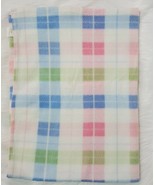Regent Baby Blanket Vintage Pastel Plaid Pink Blue Green White Vtg B21 - $380.59 MXN