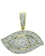 10K Jaune Plaqué Or Rond Imitation Diamant Mauvais Oeil Pendentif Pierre 3 CT - £79.71 GBP