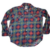 VTG Big Smith Flannel Red Yellow Plaid Distressed Cotton Mens M Workwear - $49.45