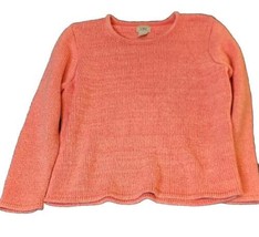 LL Bean Sweater Womens M Marled Coral Pink Pullover Cotton Long Sleeve C... - £15.76 GBP
