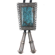 38&quot; Jefferson Abeyta Navajo sterling and turquoise bolo tie - $836.80