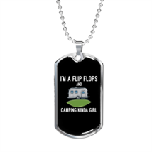 Camper Necklace A Flip Flops Necklace Stainless Steel or 18k Gold Dog Tag 24&quot; C - £37.92 GBP+