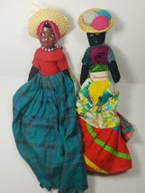 2 Handmade Dolls VTG 17&quot; and 14&quot; Caribbean Jamaican Dominican Souvenir Doll Lot - £13.29 GBP
