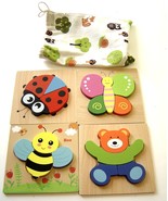 Playtime by Magifire Set of 4 Wooden Puzzles: Ladybug, Bear, Bee, and Bu... - $27.33 CAD