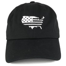 Trendy Apparel Shop USA Flag Map Embroidered Unstructured Baseball Cap - Black - £13.58 GBP