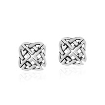 Intricate Quaternary Celtic Knots Sterling Silver Stud Earrings - £11.18 GBP
