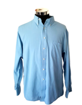 Van Heusen Dress Shirt Mens 17 34/35 Blue Button Front  Poly Cotton Blend  - $19.00