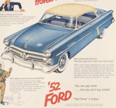 1952 Ford Crestliner Blue V8 Advertising Print Ad 10&quot; x 13.5&quot; - $13.99