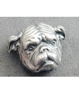 Antique Silver Figural English Bulldog Head Pin Detailed - $2,834.42 MXN