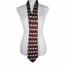 Vintage GUESS Men&#39;s Tie 100% Silk Red Orange Blue Floral Abstract - $11.09