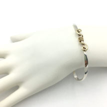 ARTISAN sterling silver 2-tone bracelet - JK signed gold wire wrapped modernist - £22.50 GBP