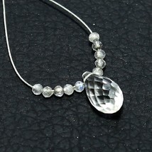Crystal Quartz Faceted Drop Labradorite Beads Natural Loose Gemstone Jewelry - £1.55 GBP
