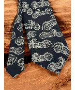 Vintage Black and White Motorcycle Necktie Beverly Hills Polo Club - $19.78