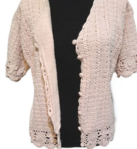 Vintage Worthington Pink Crocheted Lined Short Sleeve Sweater - £15.48 GBP