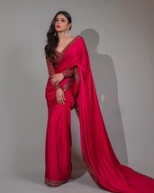 RED Silk Saree || 3MM Sequins Embroidery work lace border with cutwork || Rich P - £49.32 GBP