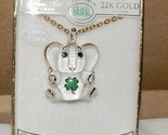 Gold Necklace 22K Crystal &amp; Glass Handmade Lucky Elephant Jewelry 18” NI... - $38.99