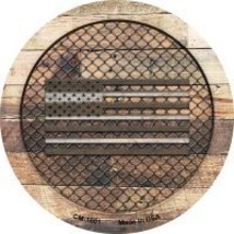 Corrugated American Flag on Wood Novelty Circle Coaster Set of 4 (Design Wood) - £15.94 GBP