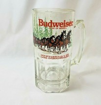 Vintage 1988 Budweiser Clydesdales Holiday Christmas Oversized Glass Mug 40 oz - $12.61