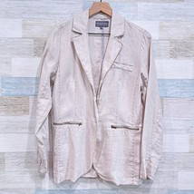 Michael Stars Linen Deconstructed Blazer Jacket Beige Snap Button Womens... - $49.49