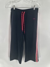 Reebok Play Dry Women&#39;s Athletic Pants Size M Black Pink Capri Fitness - $9.49