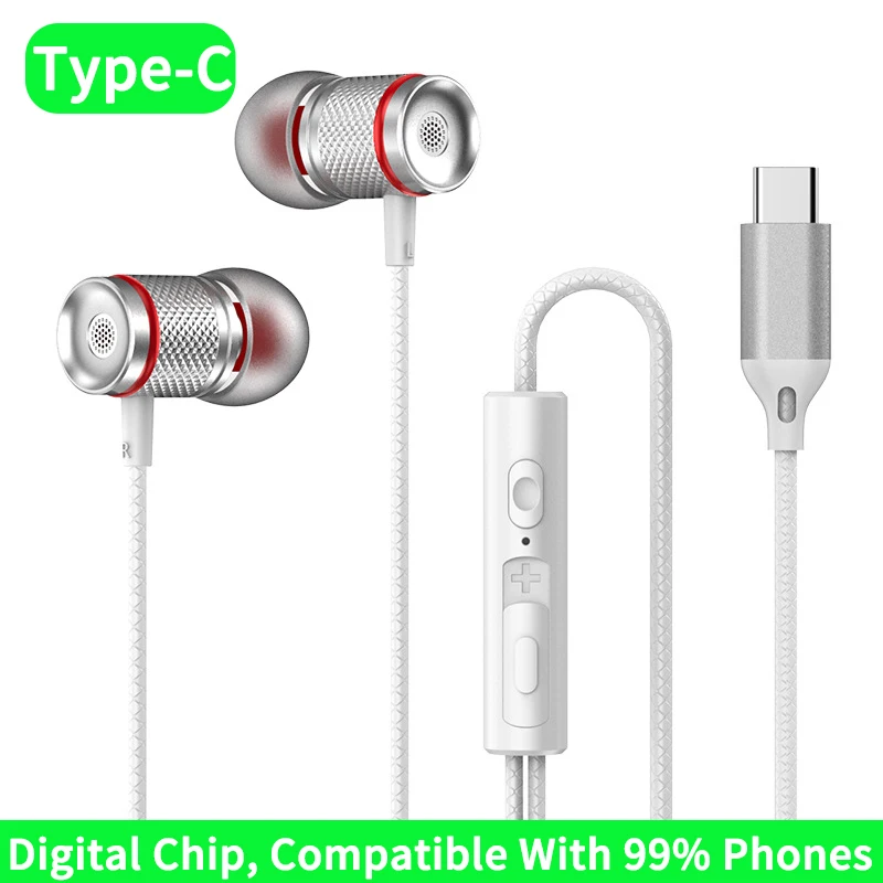 9D HIFI Heavy Bass Earphone 3.5MM AUX/Type-C Digital Chip 7.1 Surround Stereo Wi - £8.38 GBP