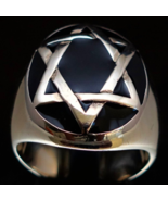 Oval shaped Sterling silver Hebrew symbol ring Hexagram Star of David on... - £101.80 GBP