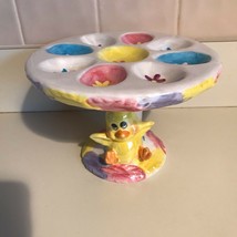Colorful Ceramic Easter Bunny Rabbit Baby Chick  Deviled Egg Dish Plate Dyed   - £13.07 GBP