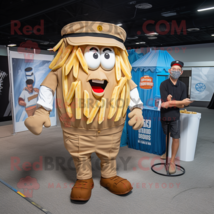 Tan French Fries mascot costume character dressed with a Cargo Shorts and Ties - £961.27 GBP