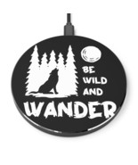 Be Wild and Wander Personalized Wireless Phone Charger - Black, Wolf How... - £41.13 GBP