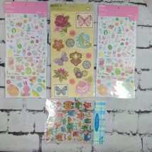 Stickers Spring Pastel Owls Flowers Easter Bunnies lot New  - $9.89