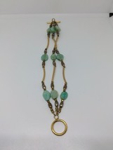 Vintage Gold Filled GF Light Blue Stones Bracelet 7.5&quot; - £79.69 GBP