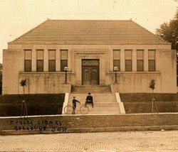 RPPC Public Library Kid With Bicycle Bellevue Ohio OH 1907 Postcard - $15.11