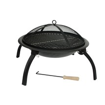 Fire Sense 60873 Fire Pit Portable Folding Round Steel with Folding Legs Wood Bu - £77.70 GBP