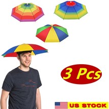 3x Outdoor Foldable Sun Umbrella Hat Golf Fishing Camping Headwear Cap Head Hat - £10.27 GBP