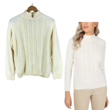 KAREN SCOTT Faux Pearl Mock-neck Cable-Knit Sweater, Ivory Petite XL - £10.18 GBP